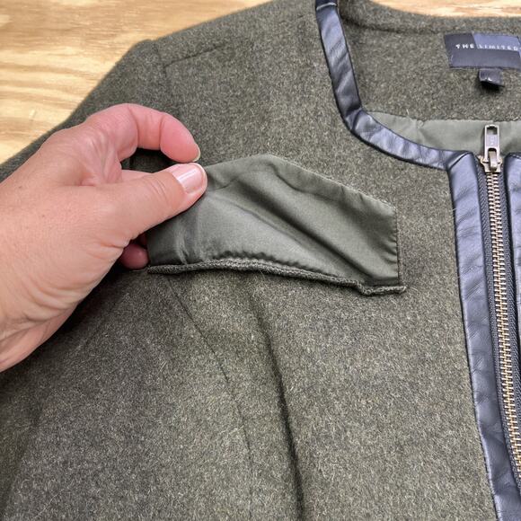 The Limited Wool Blend Cropped Moto Blazer Jacket Large Classic Forest Fairy - Picture 7 of 15